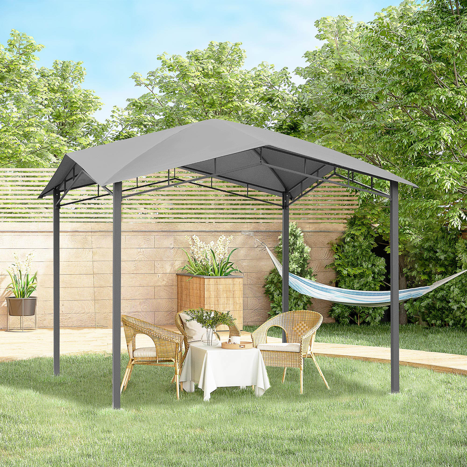 10' x 10' Soft Top Patio Outdoor Canopy Gazebo Tent Steel Fabric Grey