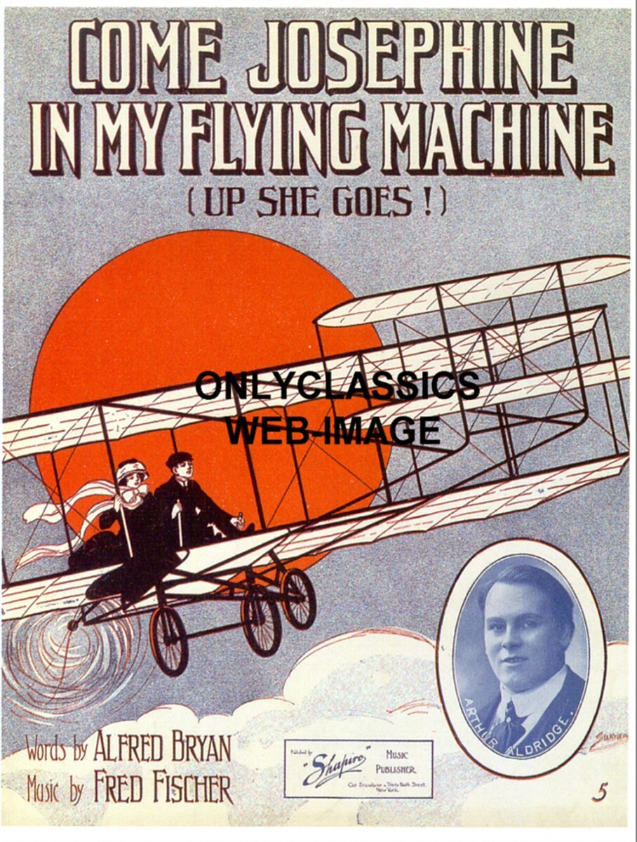 1910 COME JOSEPHINE IN MY FLYING MACHINE ART PRINT AIRPLANE AVIATION SHEET MUSIC