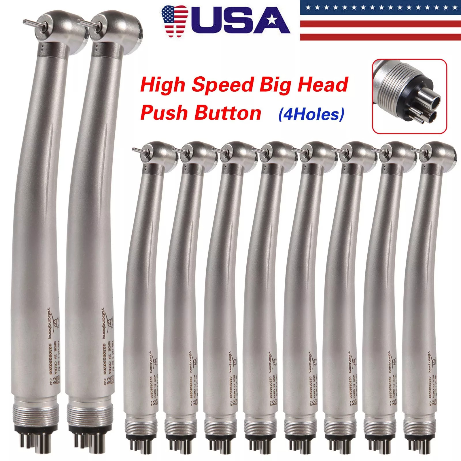 10*NSK Style PANA MAX Dental High Speed Turbine Handpiece Push Button 4Hole SALE