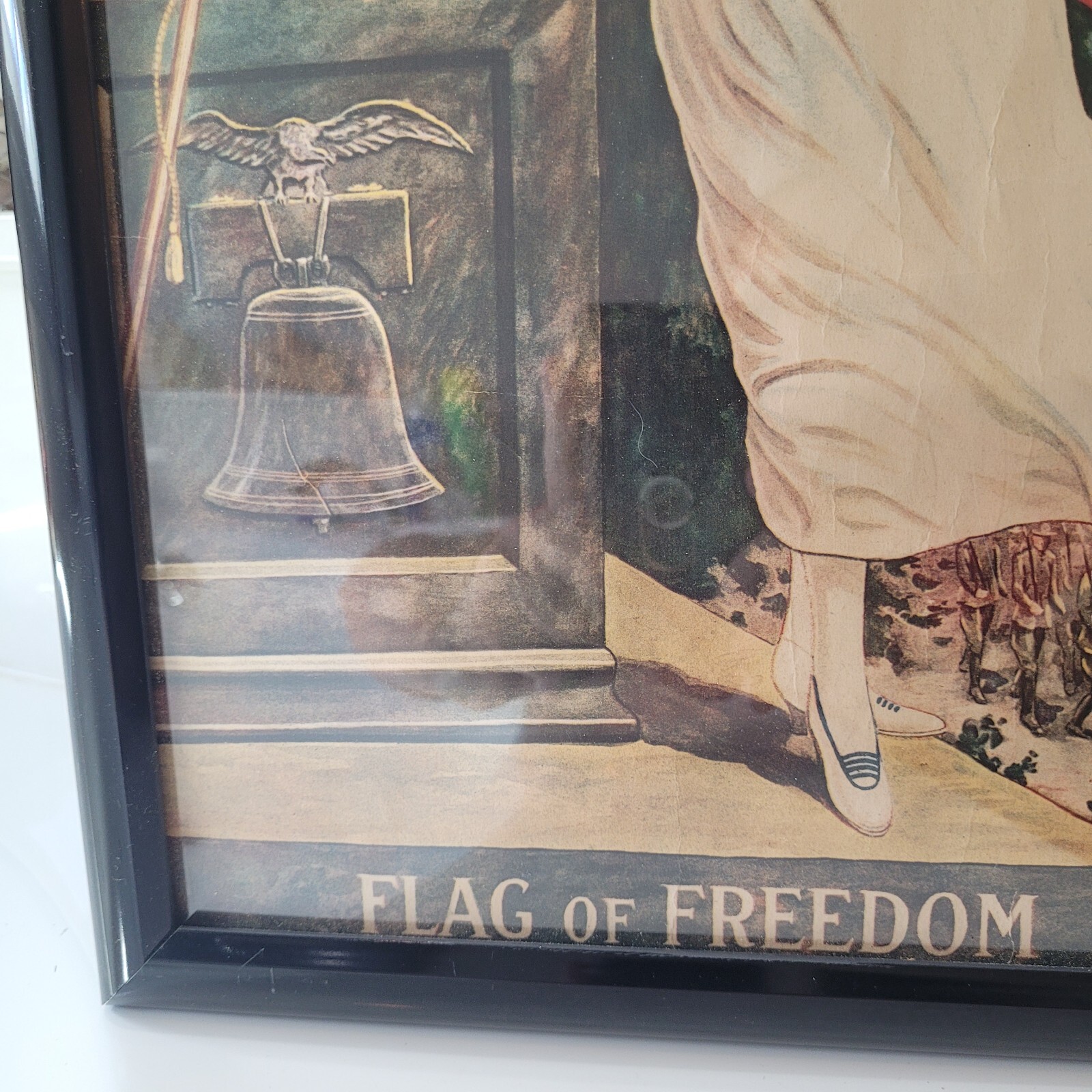 Antique Original WWI Poster Flag of Freedom 1918 21" x 17" Framed USA *READ*
