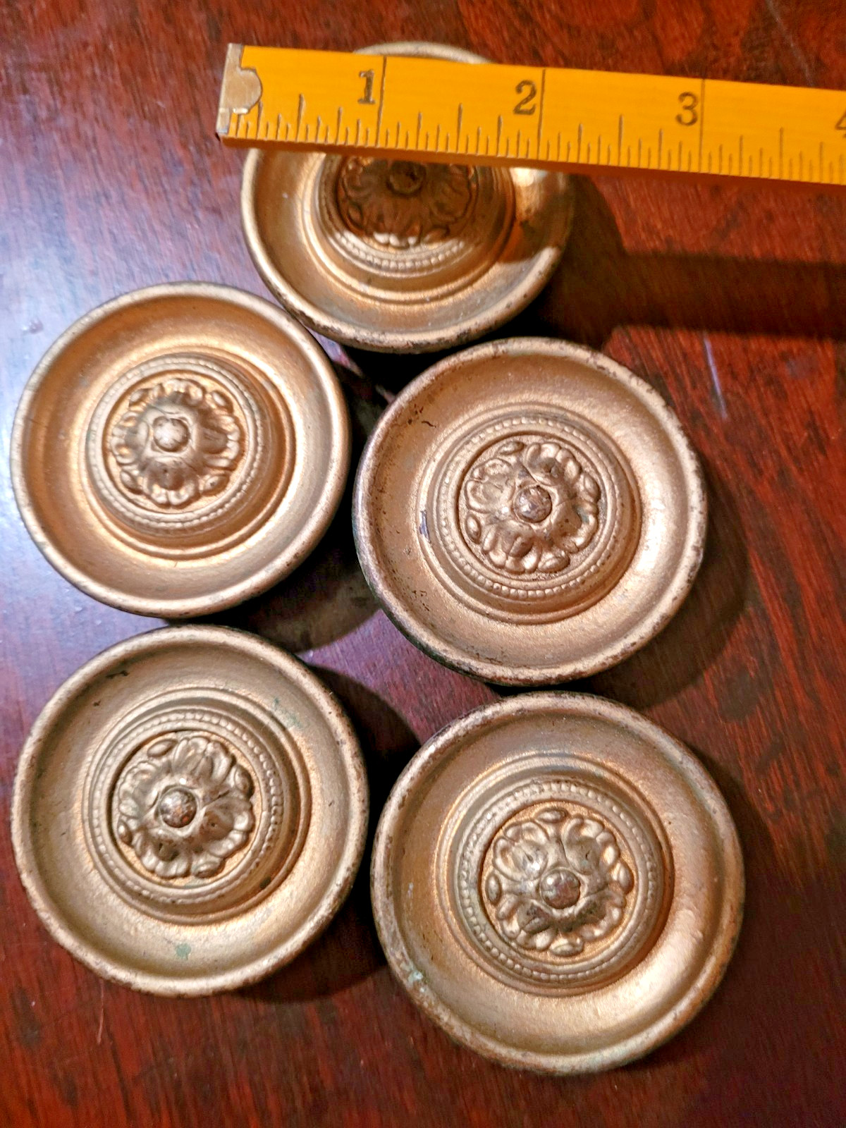 5 Vintage Drawer pulls Solid Brass Knobs KBC