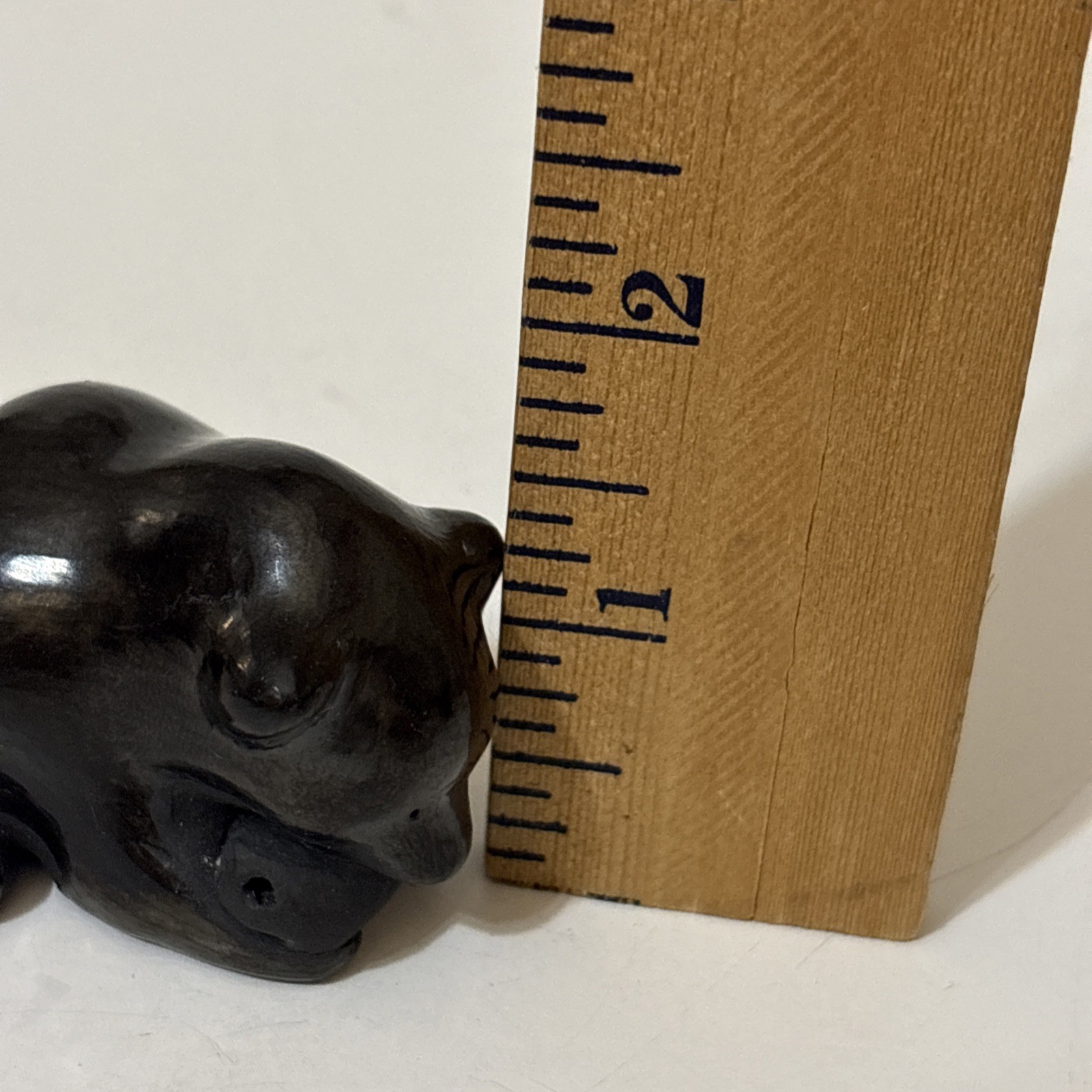 Santa Clara Pueblo Bear with Fish Black Pottery By Dorothy & Paul Gutierrez Art