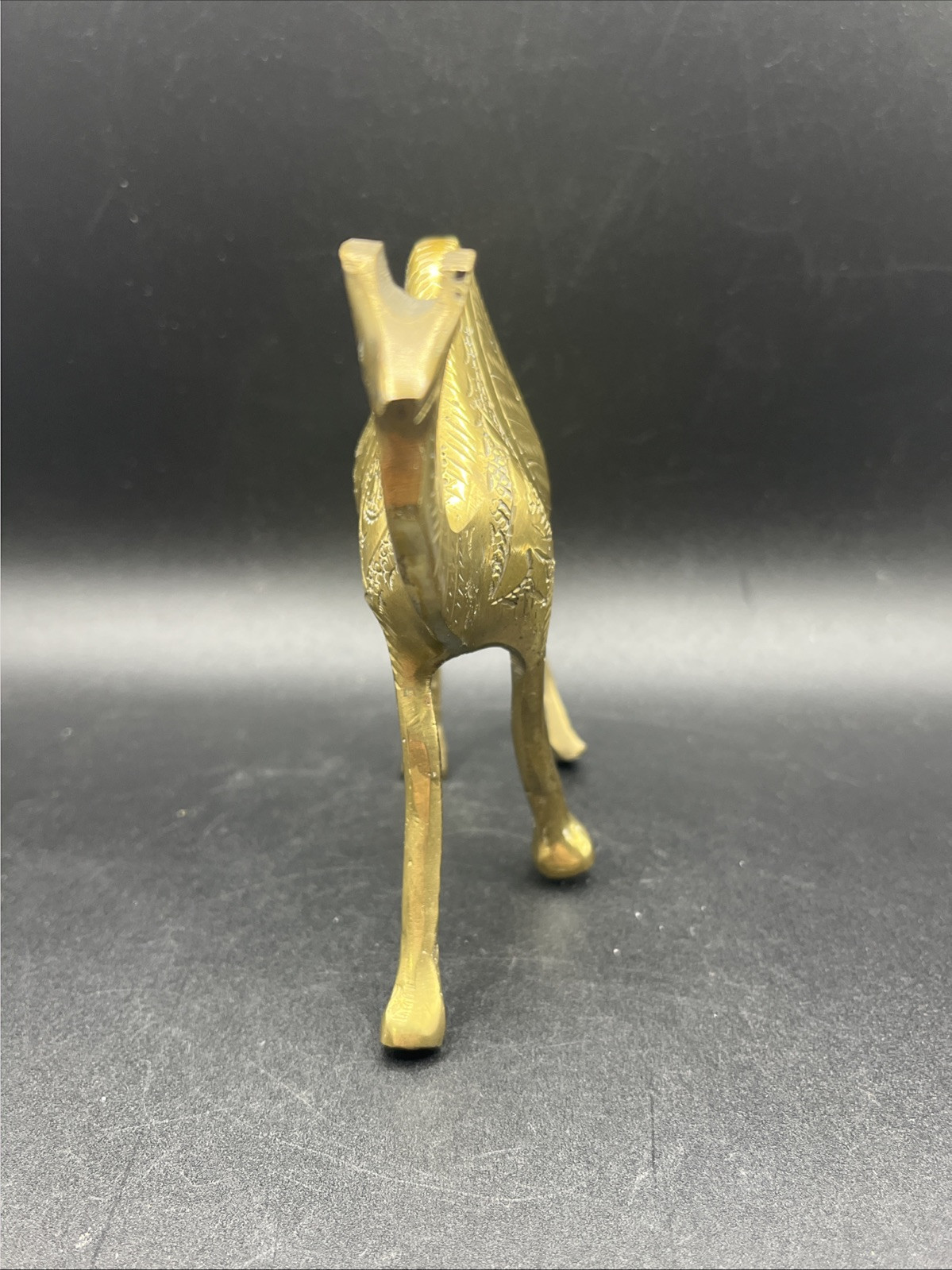 Solid Brass Etched Camel Figurine 4.25" Tall x 5" Wide Vintage Decor