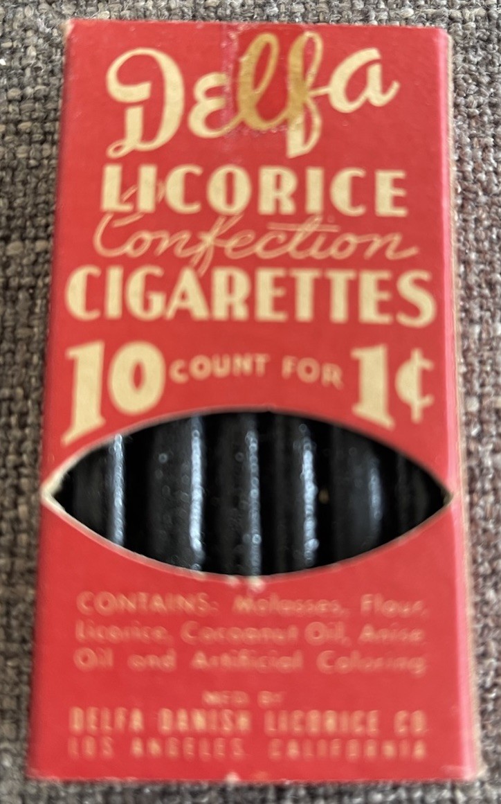 Vintage 1950’s DELFA LICORICE CIGARETTES  Unopened Box  New Old Stock  RARE!!!