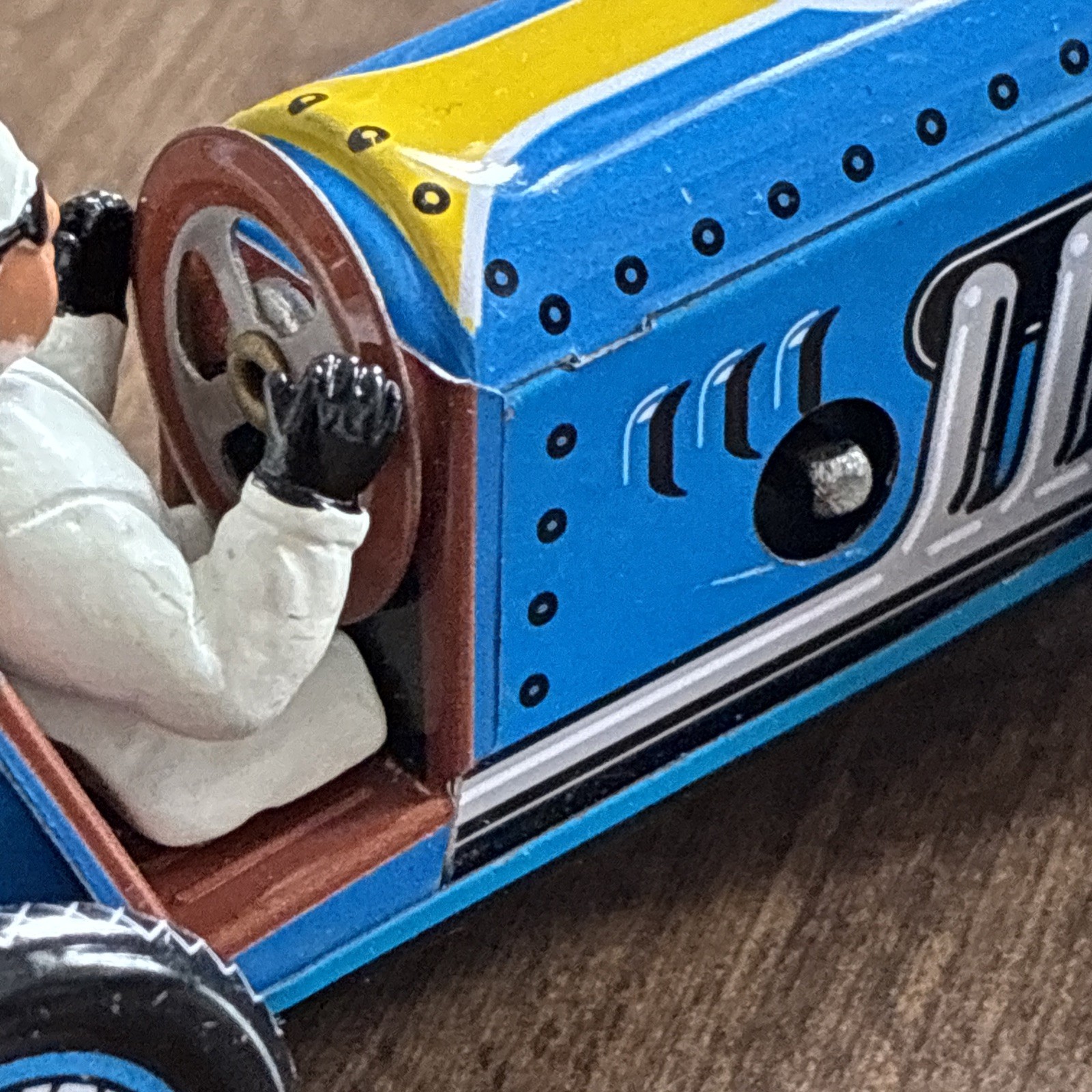 Schylling Speedway Racer Classic Wind-Up Tin Car Driver #2 Blue No BOX Or Key