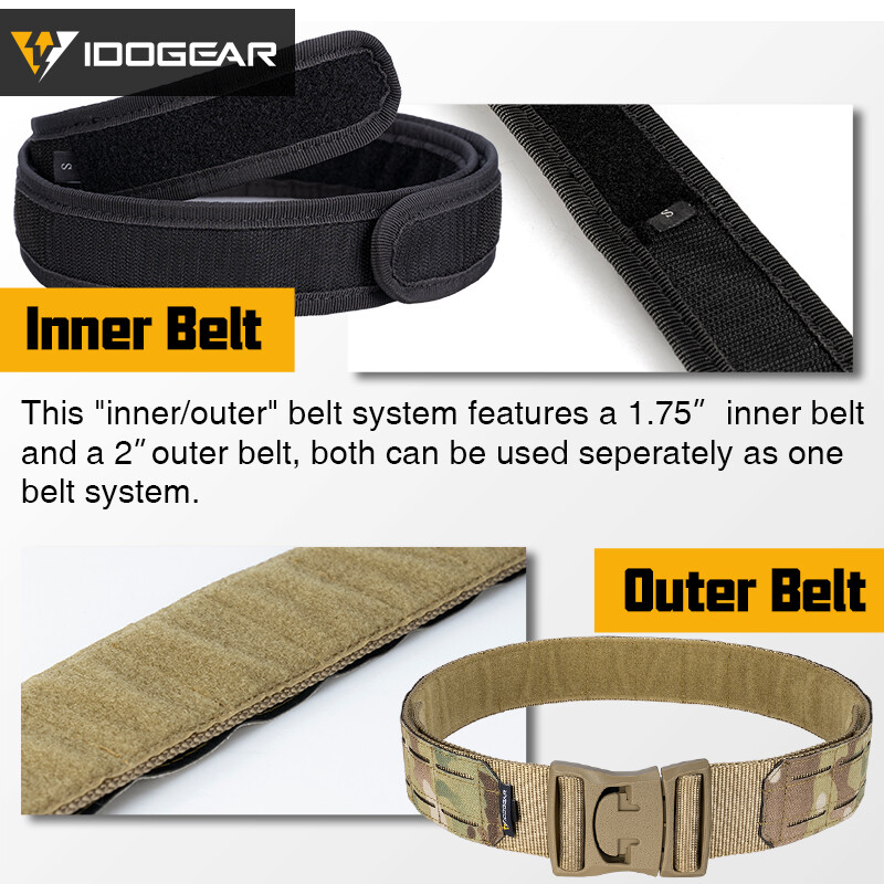 IDOGEAR 2" Tactical Belt Combat Quick Release Metal Buckle MOLLE Mens Belts Gear