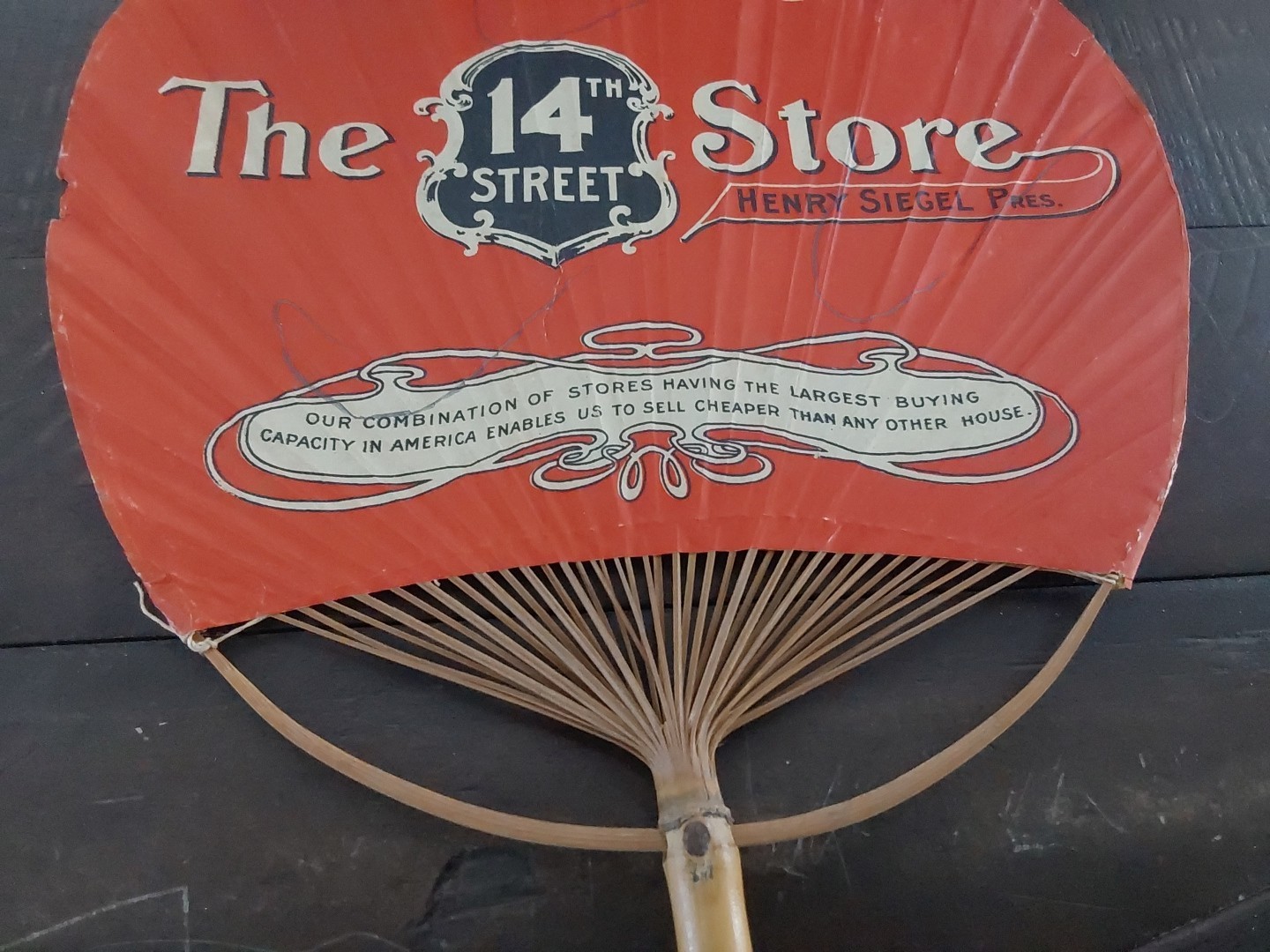 Henry Siegel 14th Street Store New York Advertising Hand Fan