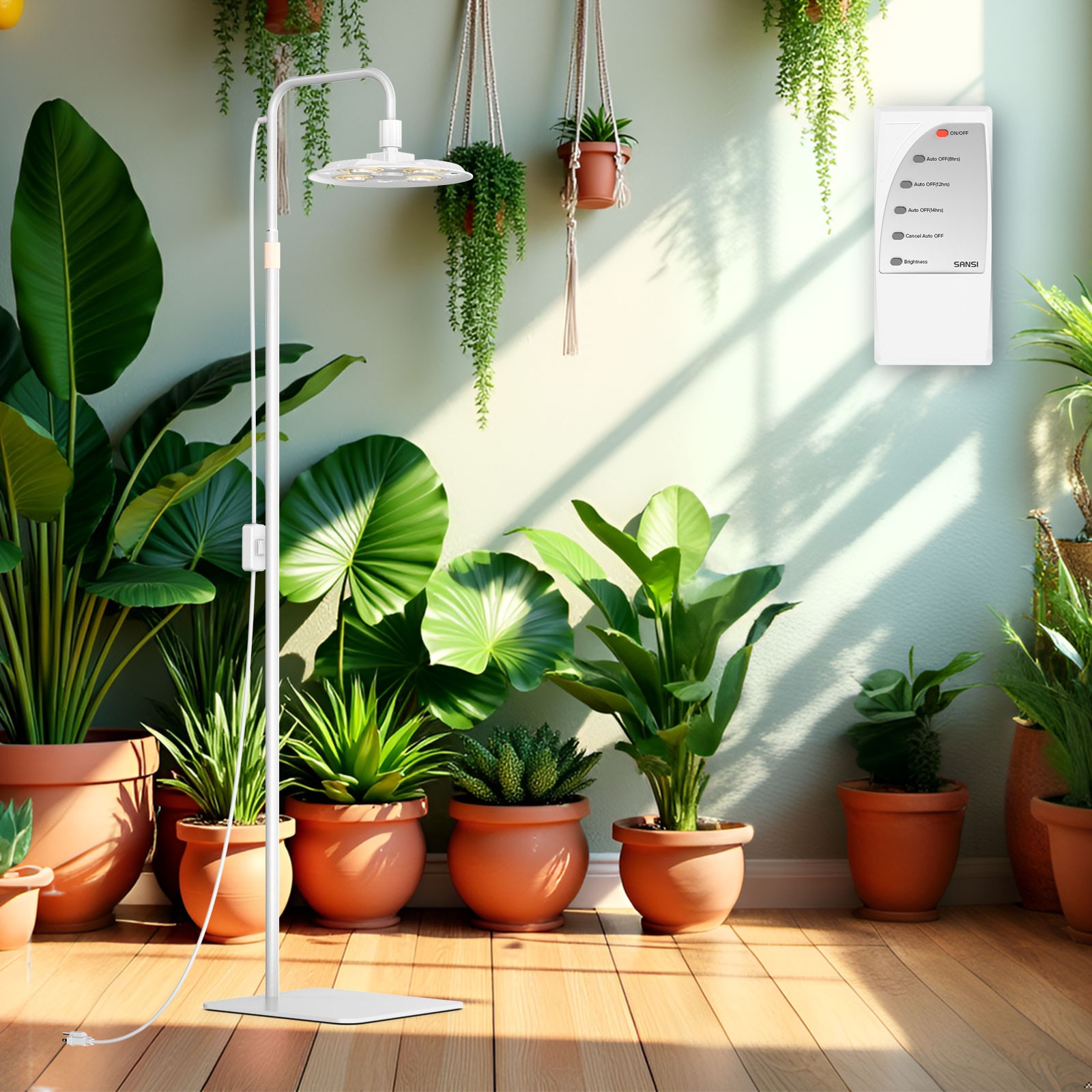 SANSI 100W Grow Panel Lights Full Spectrum Indoor Tall Plant Growing Remote