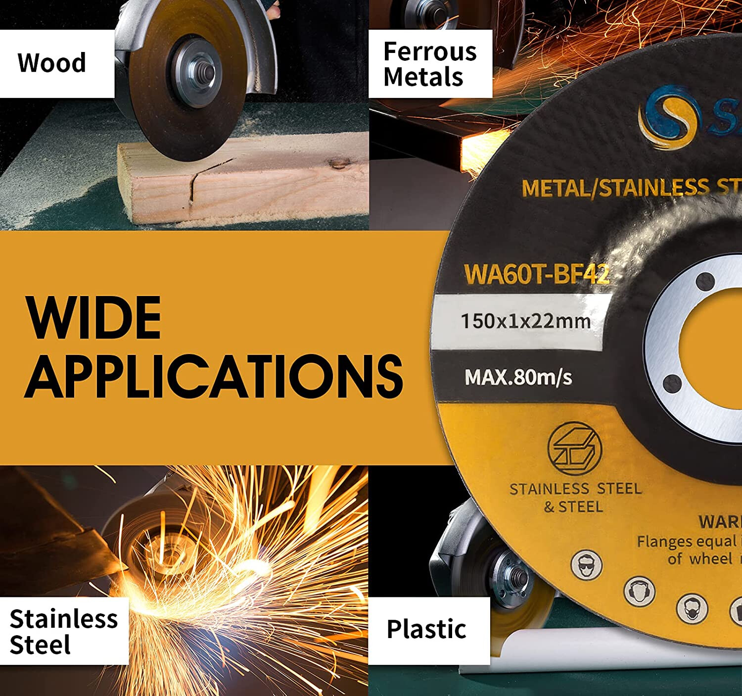 50 Pack 6" Depressed Center Cut Off Wheels Metal & Stainless Steel Cutting Discs