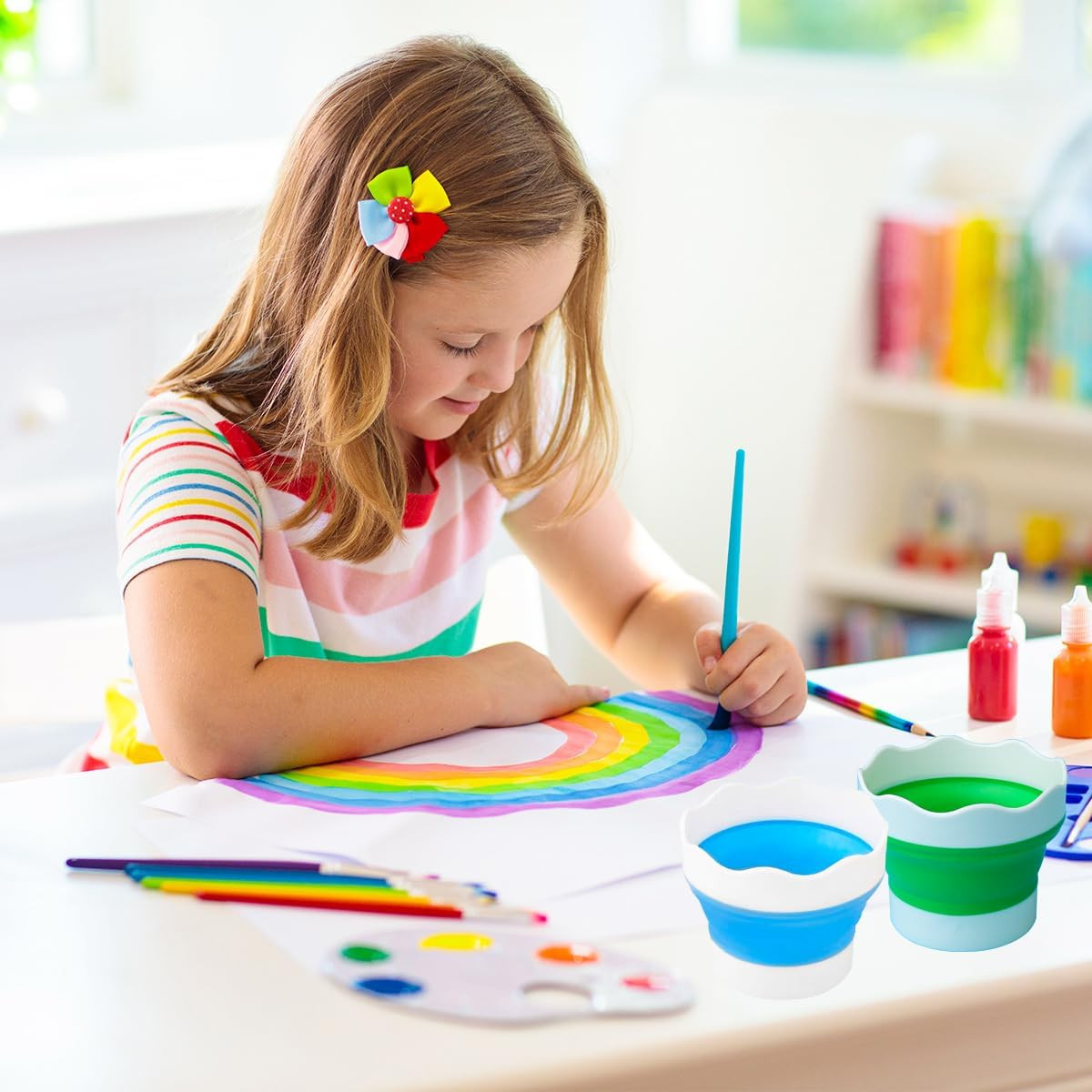 4 PCS Collapsible Paint Brush Washer Multifunctional Collapsible Bucket Foldable