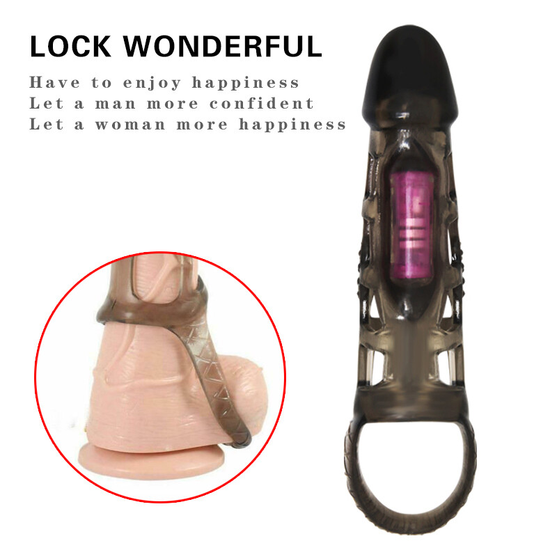 Vibrating Cock Penis Ring Sleeve Condom for Couple Men Vibrator Sex Toy Enhancer