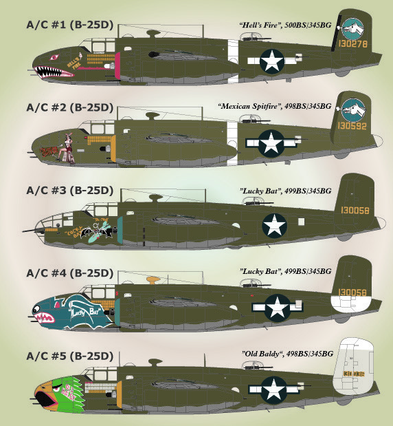 Lifelike 1/72 decal North American B-25 Mitchell Pt 2 for Airfix B-25C/D -72-040