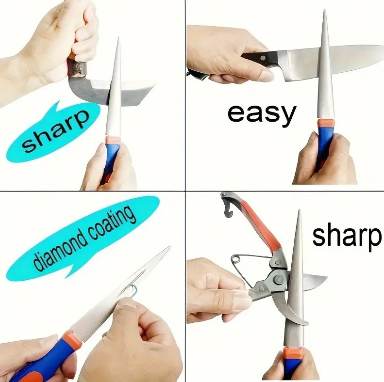 1pc Double-Sided Diamond Metal Sharpener File for Scissors Garden Tools - NEW