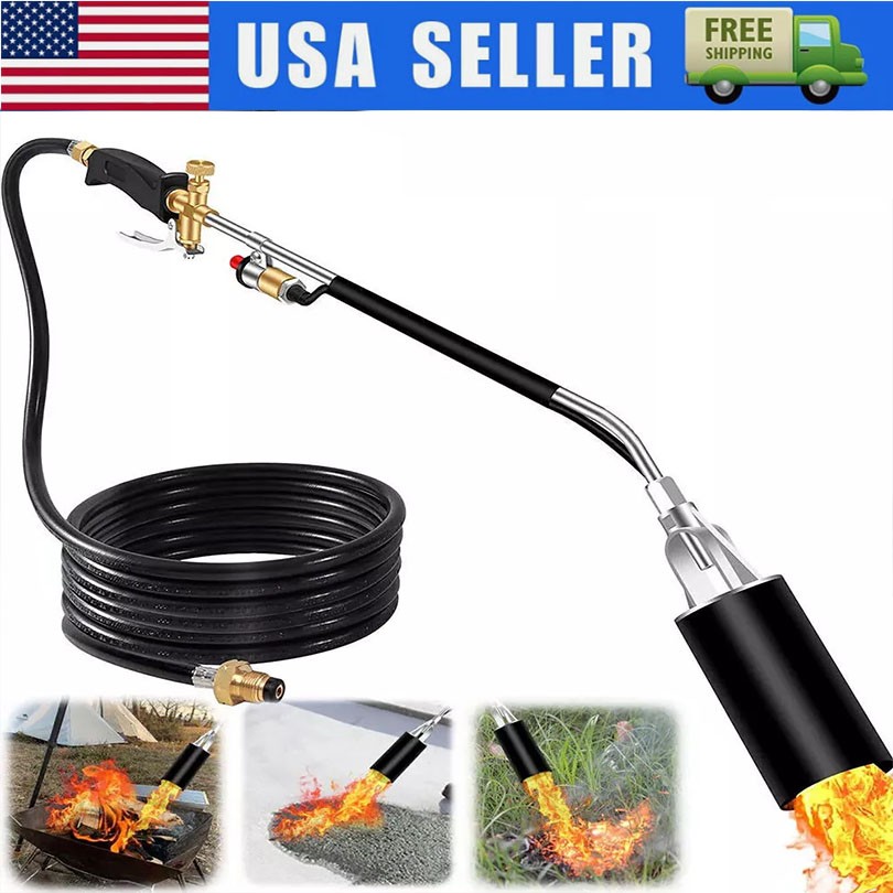 Portable Propane Weed Torch Burner Ice Melter Push Button Igniter with 79" Hose