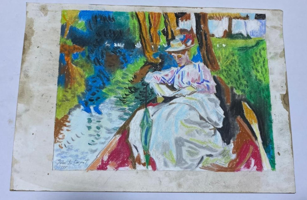 JOHN SINGER SARGENT Drawing on paper (Handmade) signed and stamped mixed media.