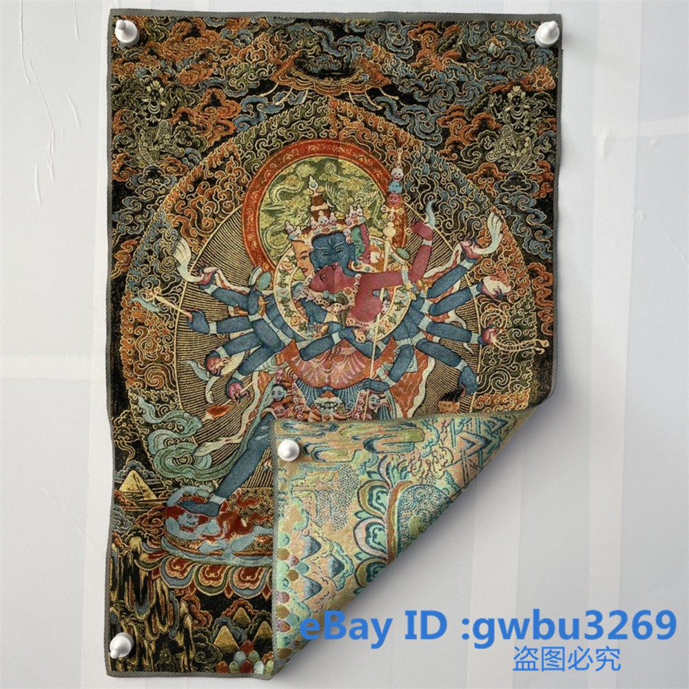36” Chinese Tibetan Nepal Silk embroidery Tara Buddha Thangka Statue Mural 42856