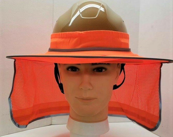Hard Hat Sun Shade Visor for Full Brim Mesh Neck HI VIS REFLECTIVE STRIPE