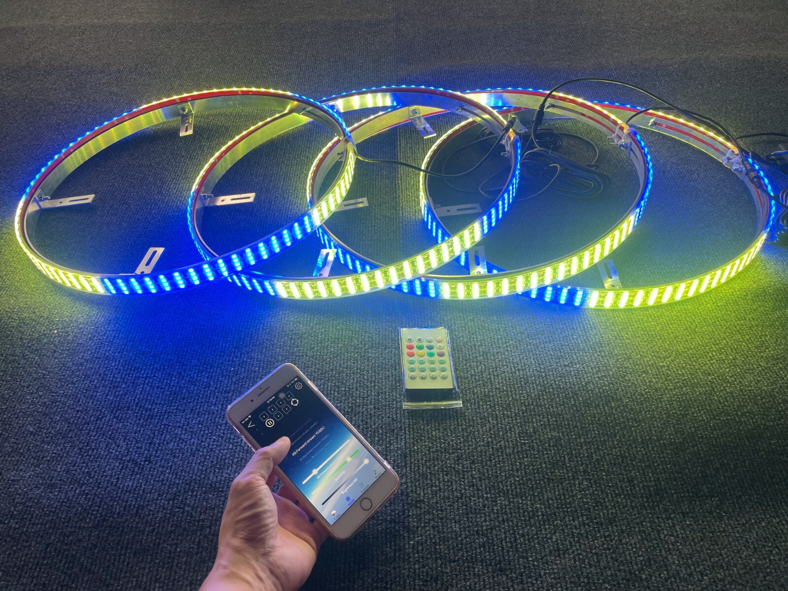 17.5" x4PCS Wheel Lights for Truck CHASING Quad Row LEDs Brightest APP + Remote