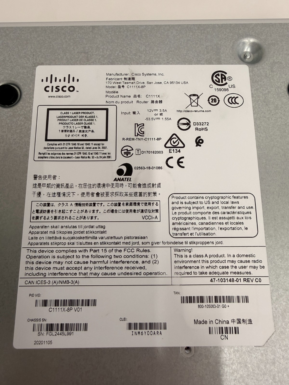 Cisco ISR C1111X-8P ISR 1100 8 Ports Gigabit Ethernet Integrated Services Router