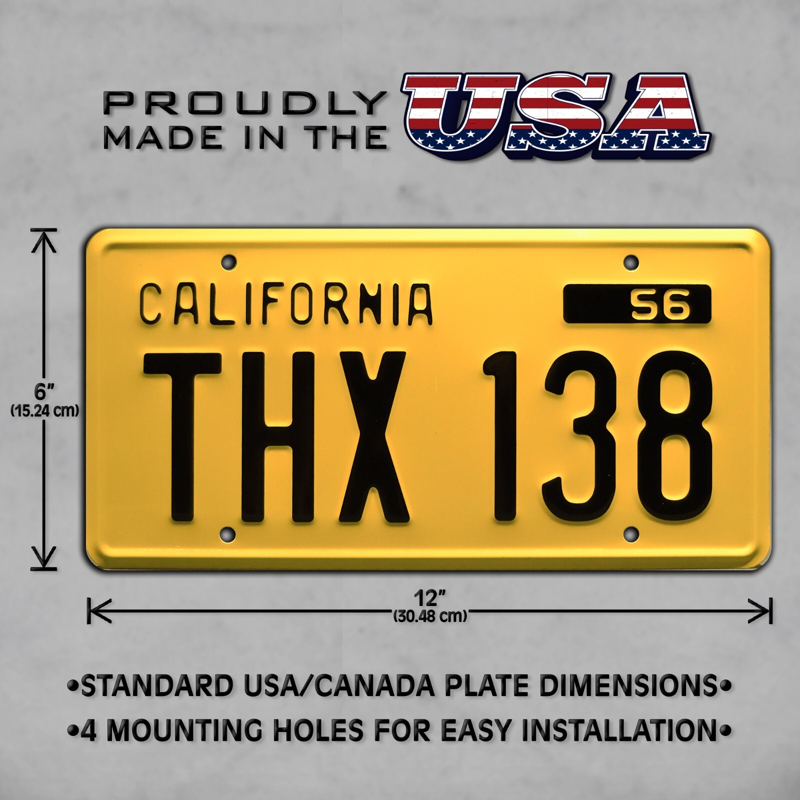 American Graffiti | Screen Accurate | THX 138 | Metal Stamped Prop License Plate
