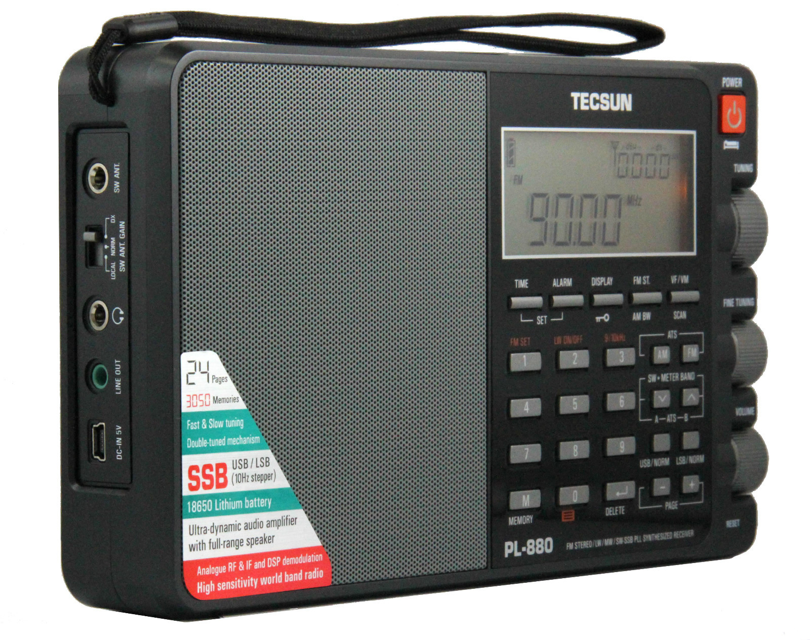 TECSUN PL-880 (Black) Triple Conversion AM/FM SW SSB Radio 8820 firmware