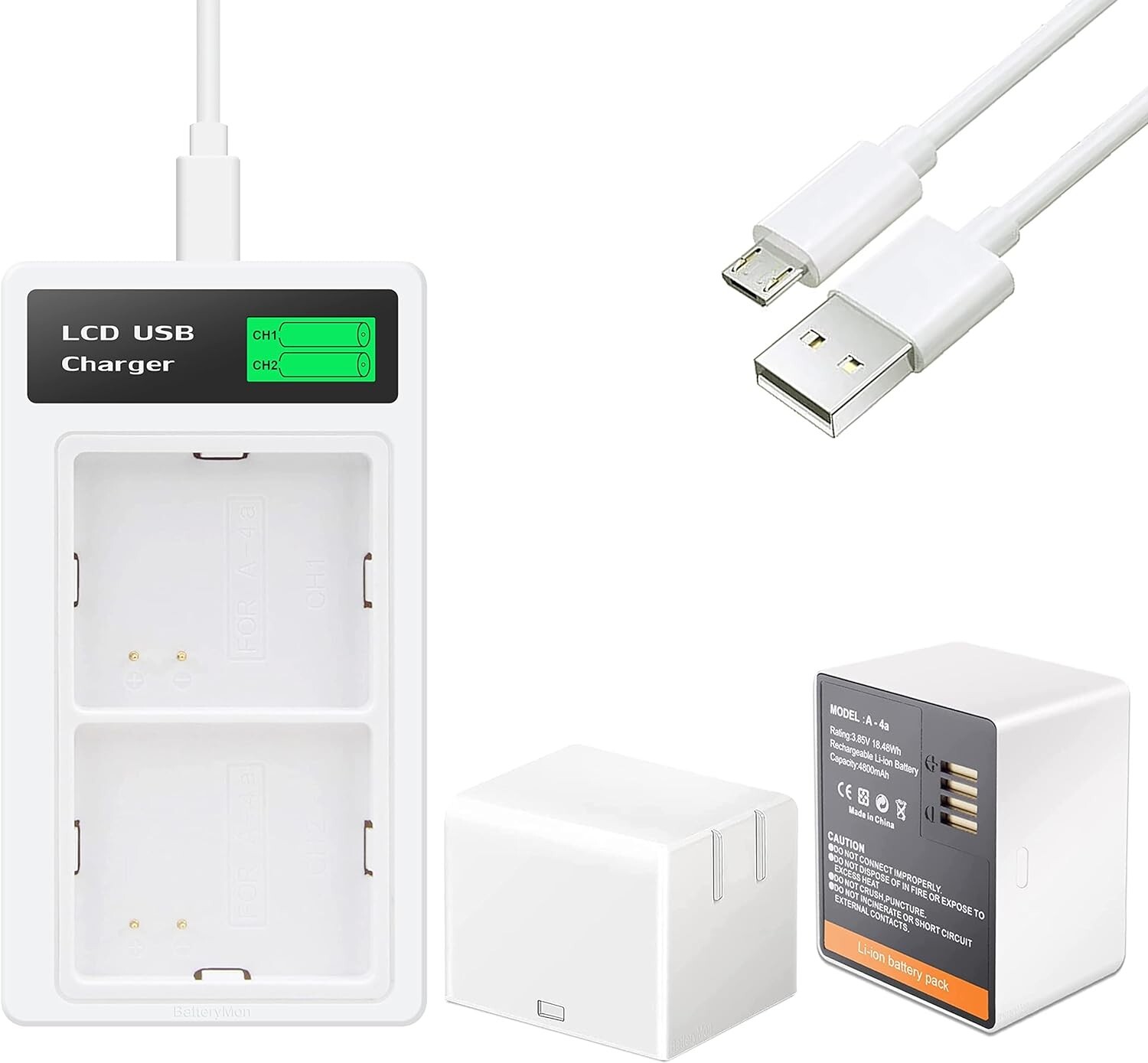 2-Pack Battery and Charger for Arlo Pro 4 Pro 3 Ultra 2 and Ultra Camera