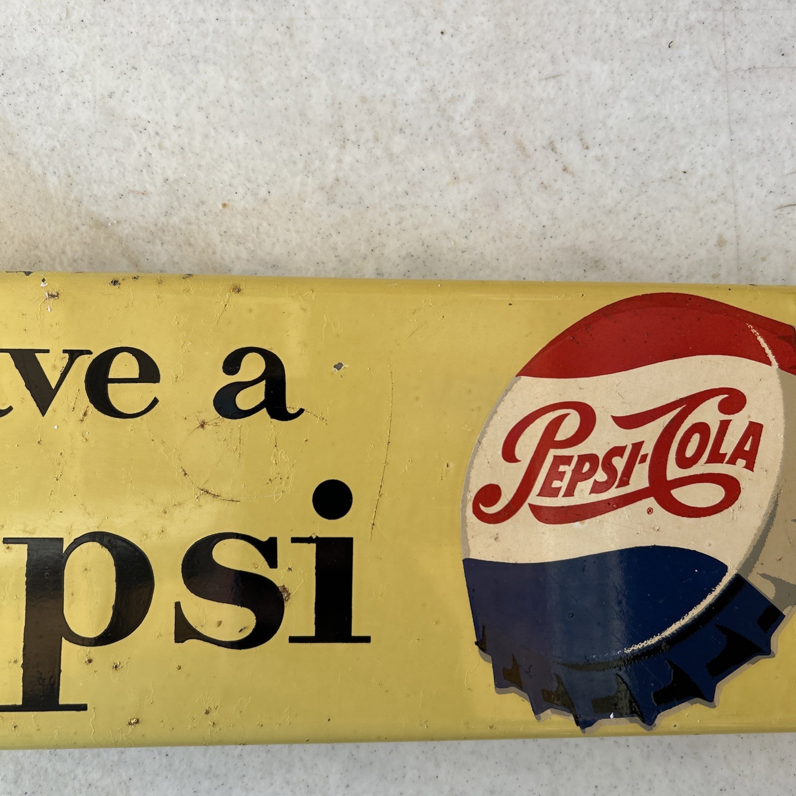 Vintage Have A Pepsi-Cola" Advertising Soda Screen Door Pull Push Bar Expandable