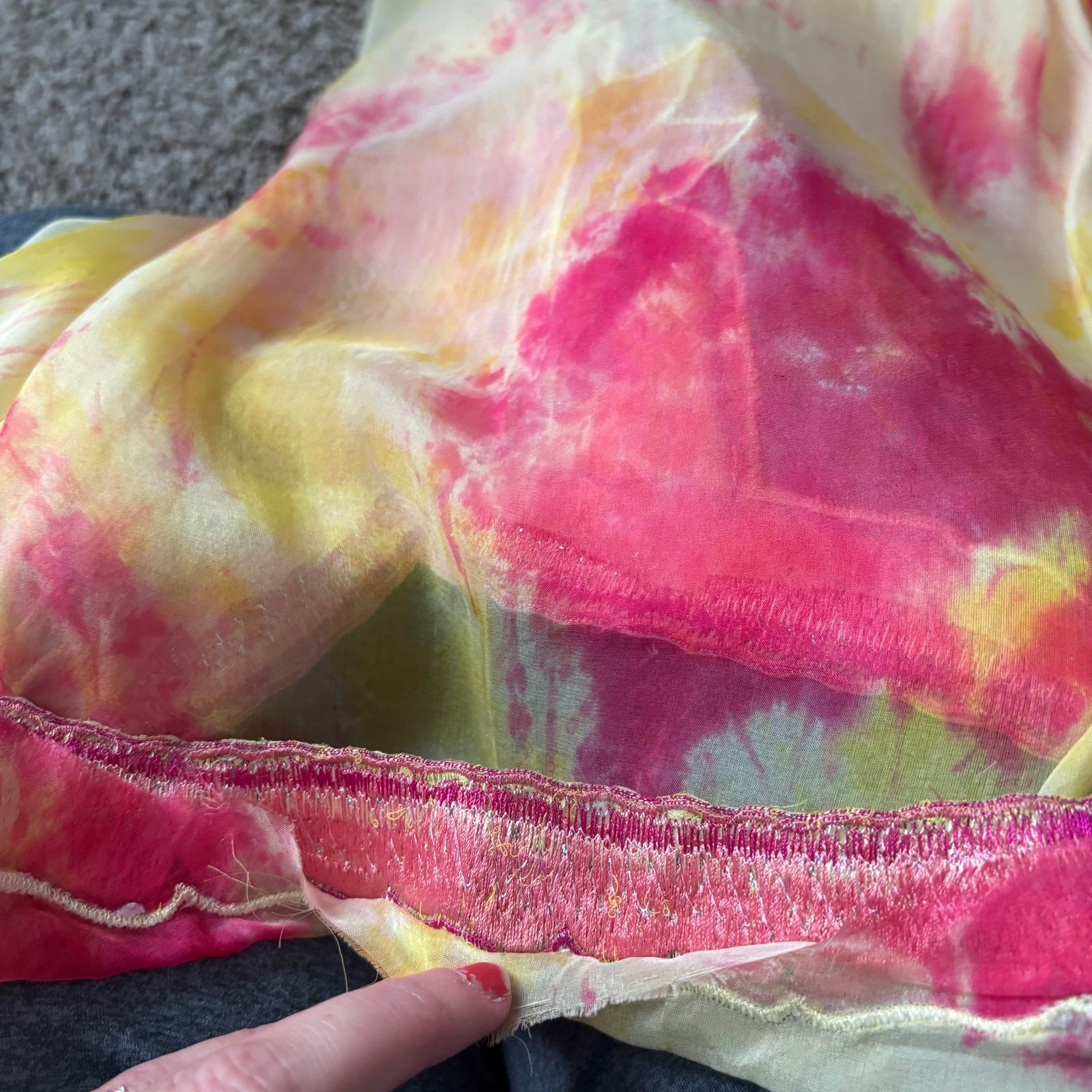 Stunning Silk Women’s Tie Dye Multicolor Kaftan Boho Ethereal Coverup OS