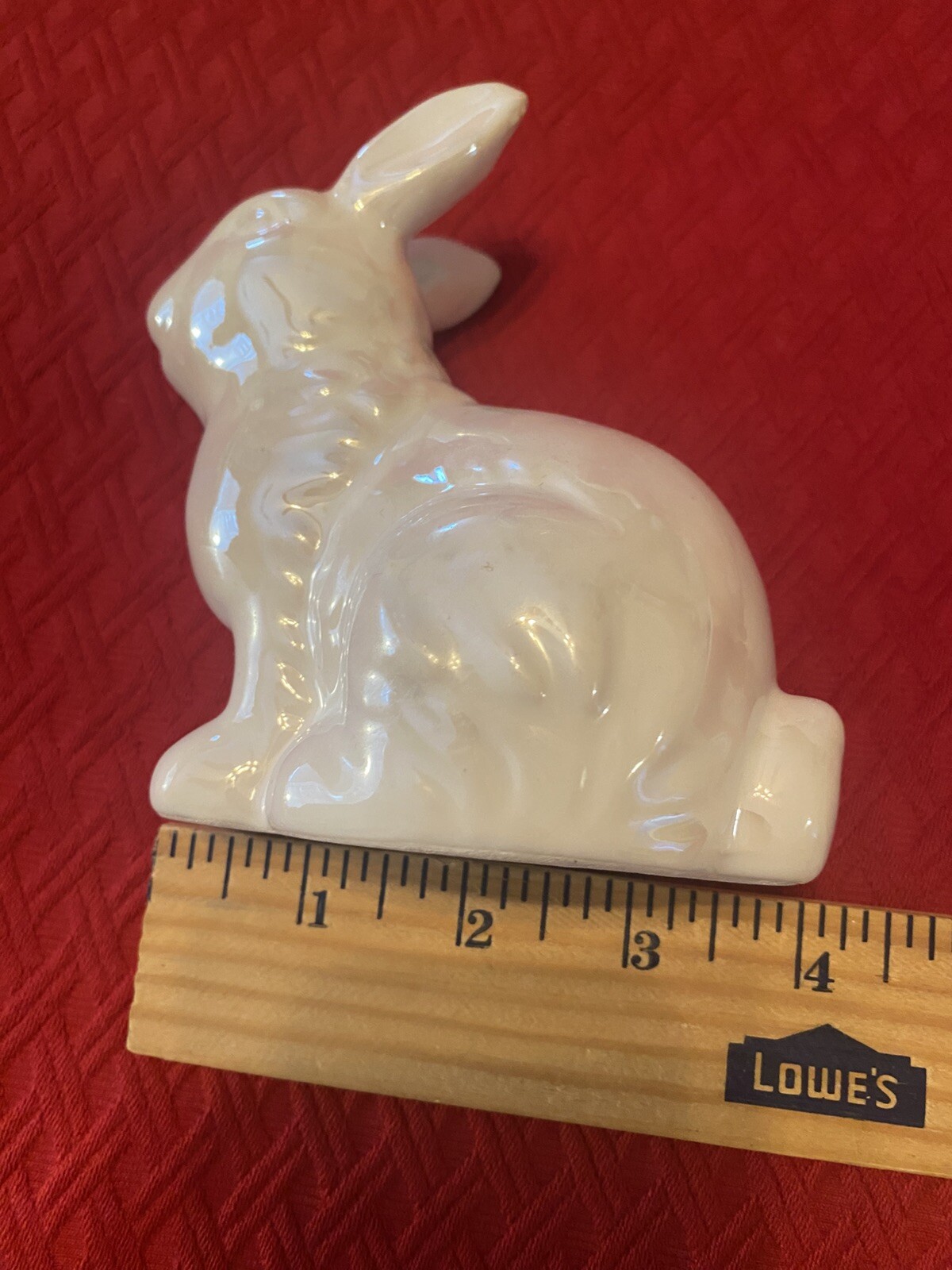 Ceramic White Bunny Rabbit Figure Pearl Glaze Easter Decor Spring