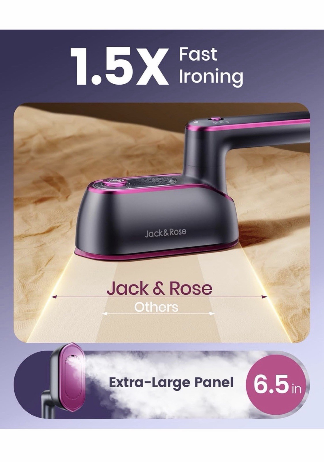 Jack and Rose Travel Steamer Iron Clothes Portable Handheld 1200W Fast Heat