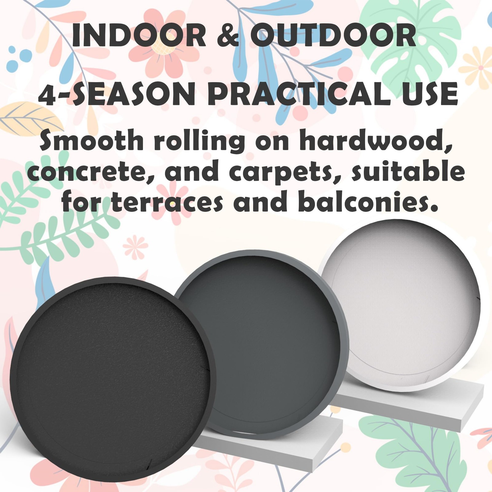 2 Pack of 12.6 Inch Heavy Duty Plant Caddy with Wheels,Rolling Plant Stand Po...