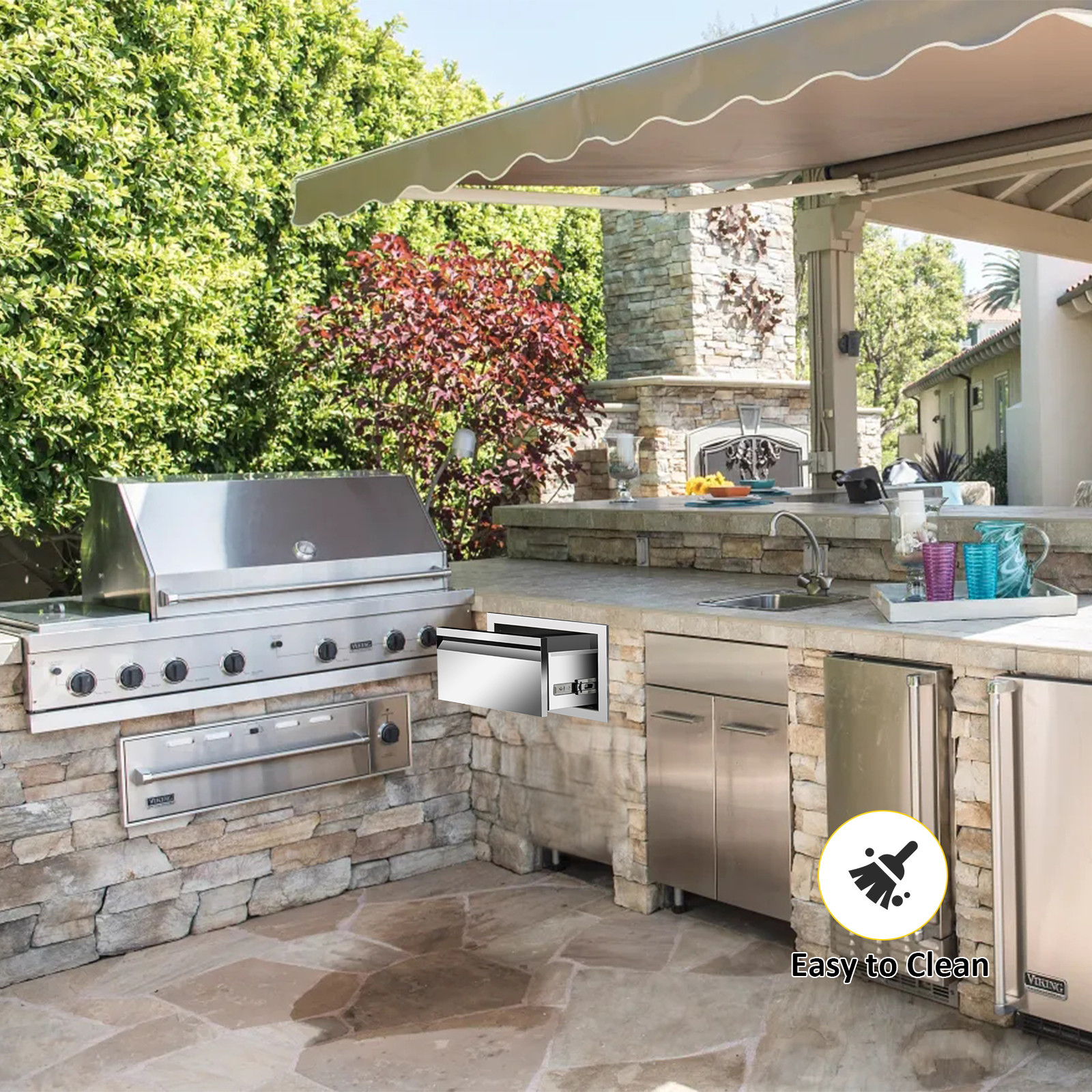 Outdoor Kitchen Drawers,Stainless Flush Mount BBQ Drawers(Multi-size)