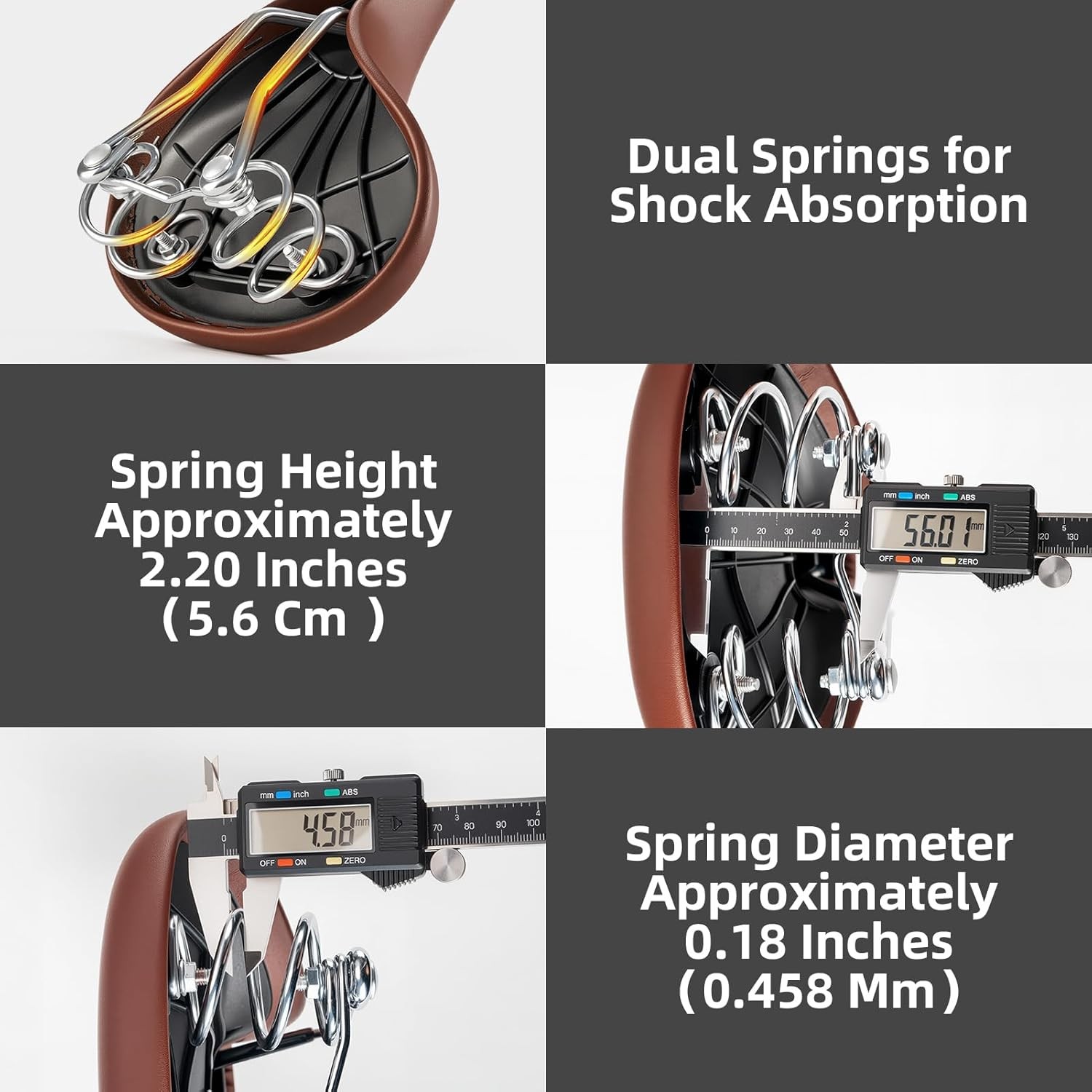 ROCKBROS Bike Seat Wide Comfort Cushion Waterproof Vintage Brown Bicycle Saddle