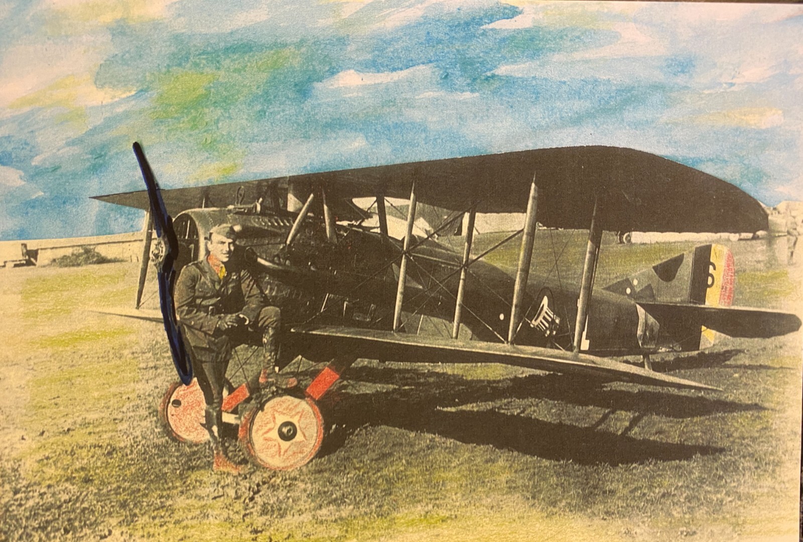 Eddie V.Rickenbacker - Photo next to Bi Plane