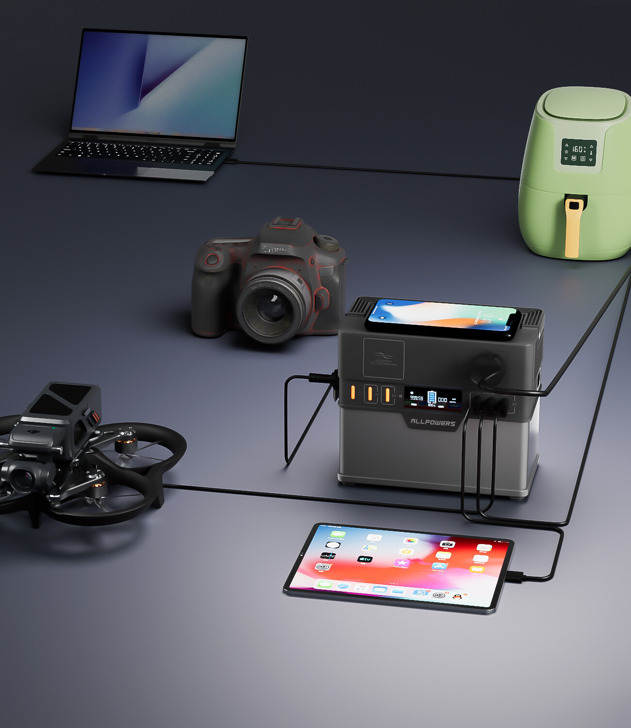 ALLPOWERS Portable Power Station 300W Solar Generator Backup Lithium Battery AC