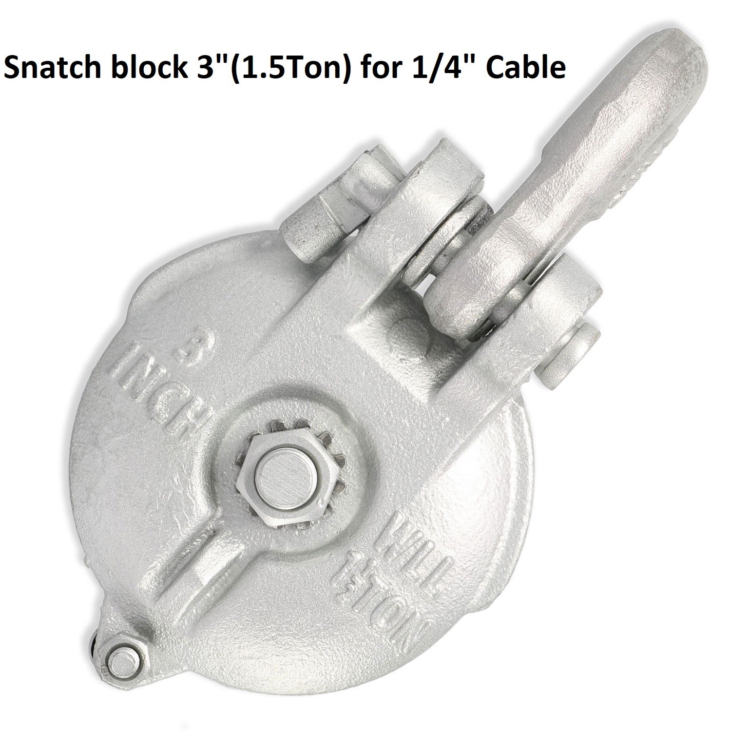 1.5 Ton 3-Inch Snatch Block Yarding Pulley for 1/4 Cable