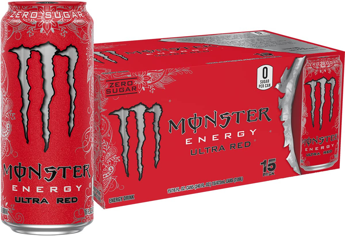 Monster Energy Ultra, Sugar Free Energy Drink, 16Ounce,Pack of 15, Select Flavor