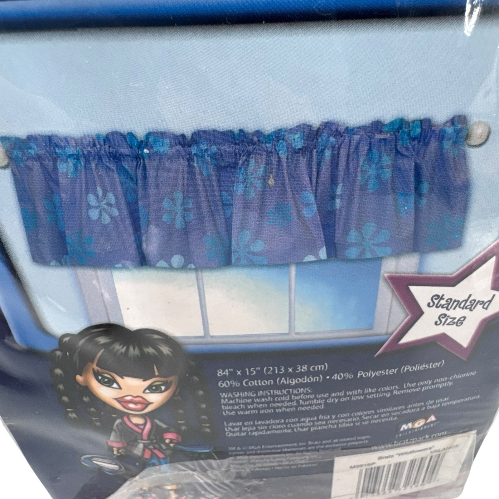 BRATZ "Wildflowers" Decorative Valance Standard Size Blue and Purple New
