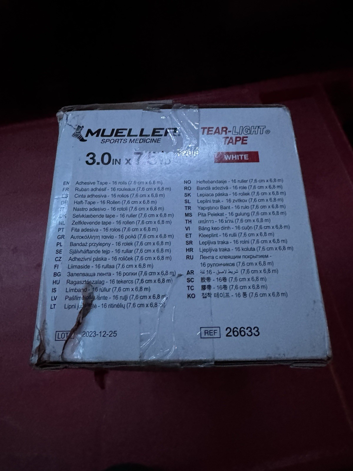 Mueller Sports Medicine Tear-Light Tape - White - 3.0 In X 7.5 Yd (16 Rolls)