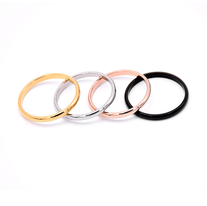 2mm Gold Plated Stainless Steel Stackable Ring Wedding Band Women Girl size 3-13