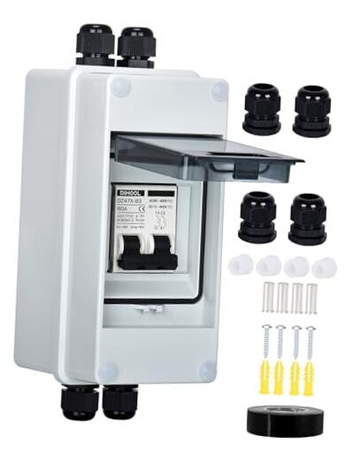 AC DC Circuit Breaker with IP65 Din Box for Solar Systems, 60 60 Amp UV-Proof
