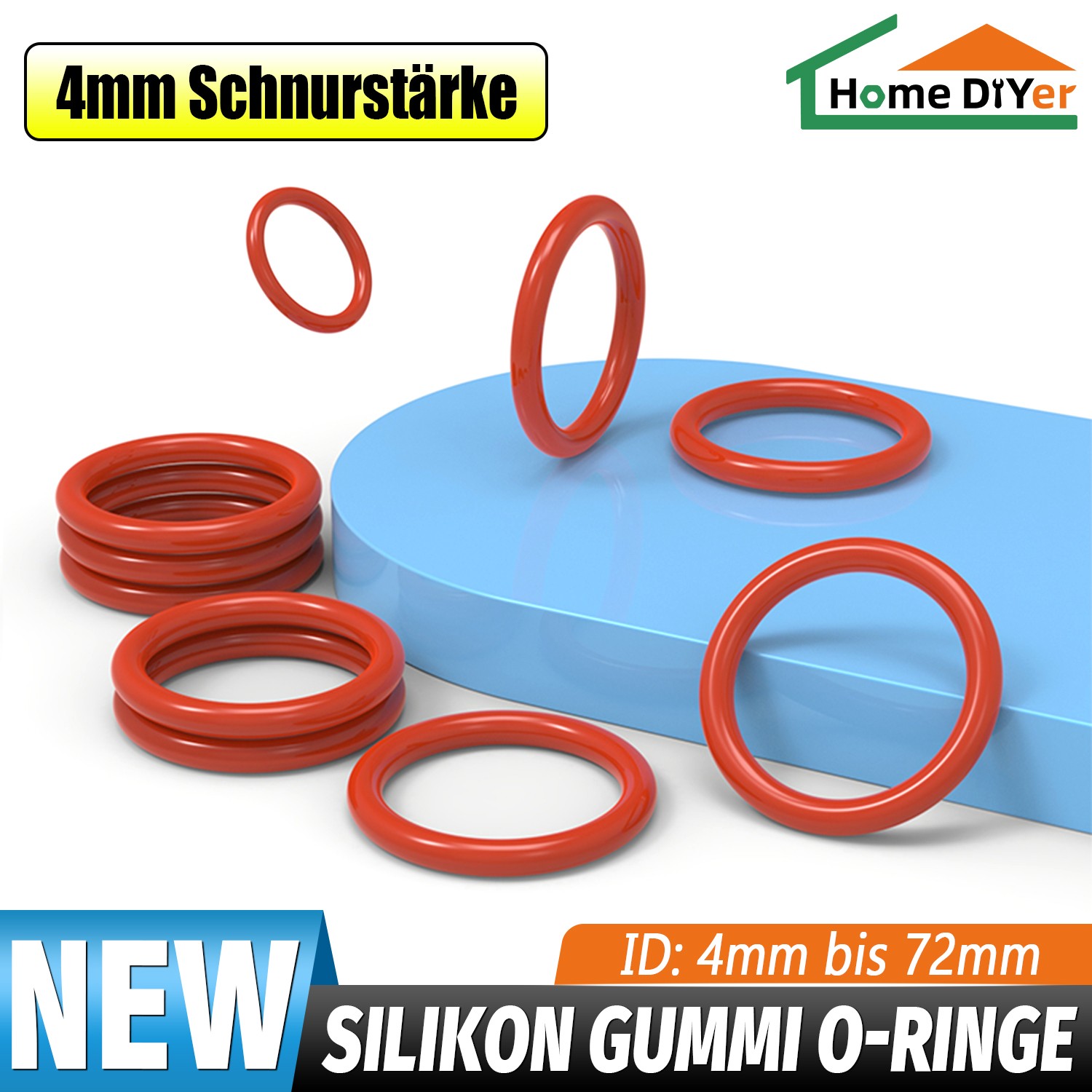 Silicone Rubber O Rings Metric Food Grade 4mm Cross Section 4mm-72mm ID O Ring