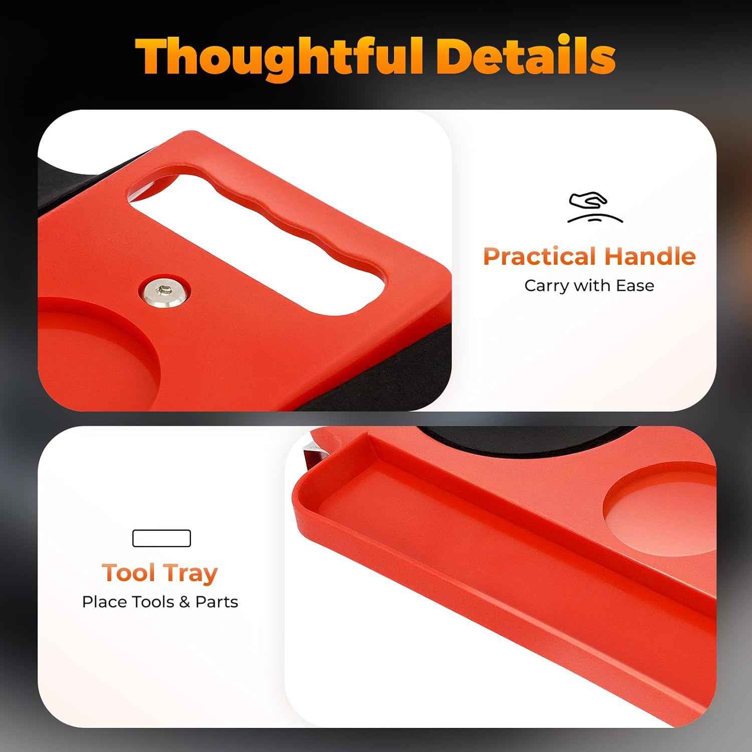 Padded Rolling Knee Creeper with 5 Swivel Castors Magnetic Equipped Tray Comfort