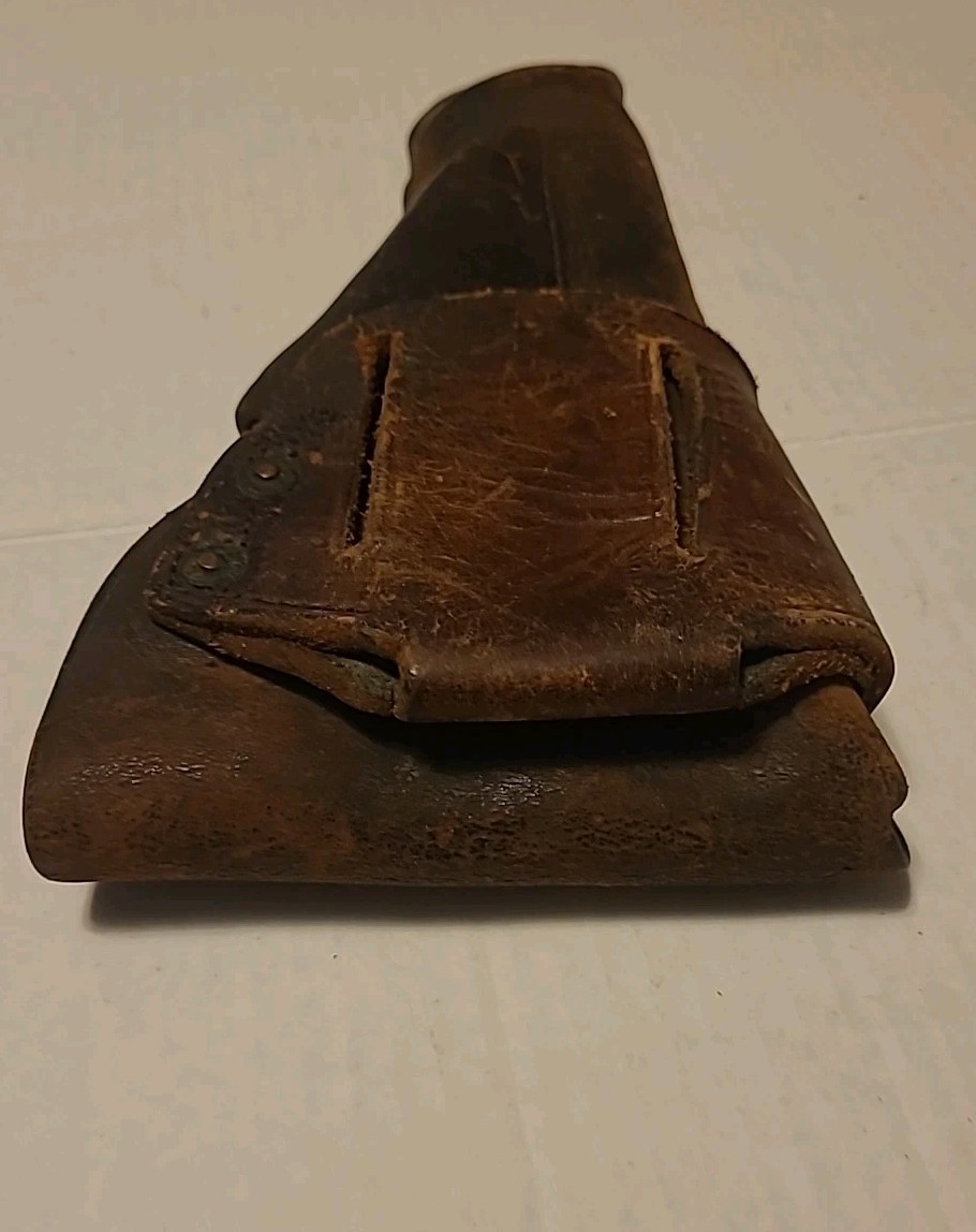 Vintage WWI Era HOYT 1918 JJM Flap Holster Brown Leather 10" L