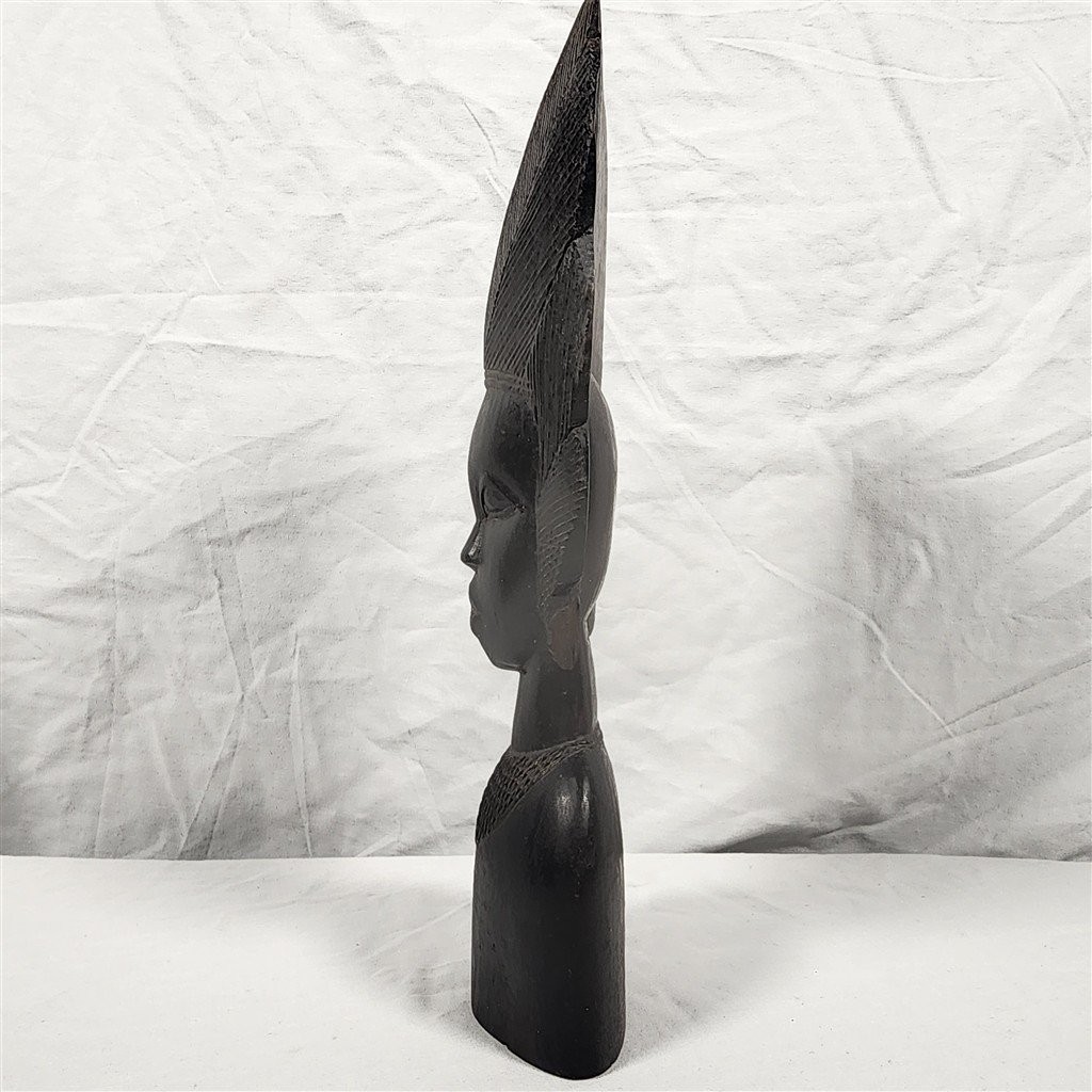 VTG African Bust Sculpture Carved Wood Woman Tribal Art Hand Carved GUC