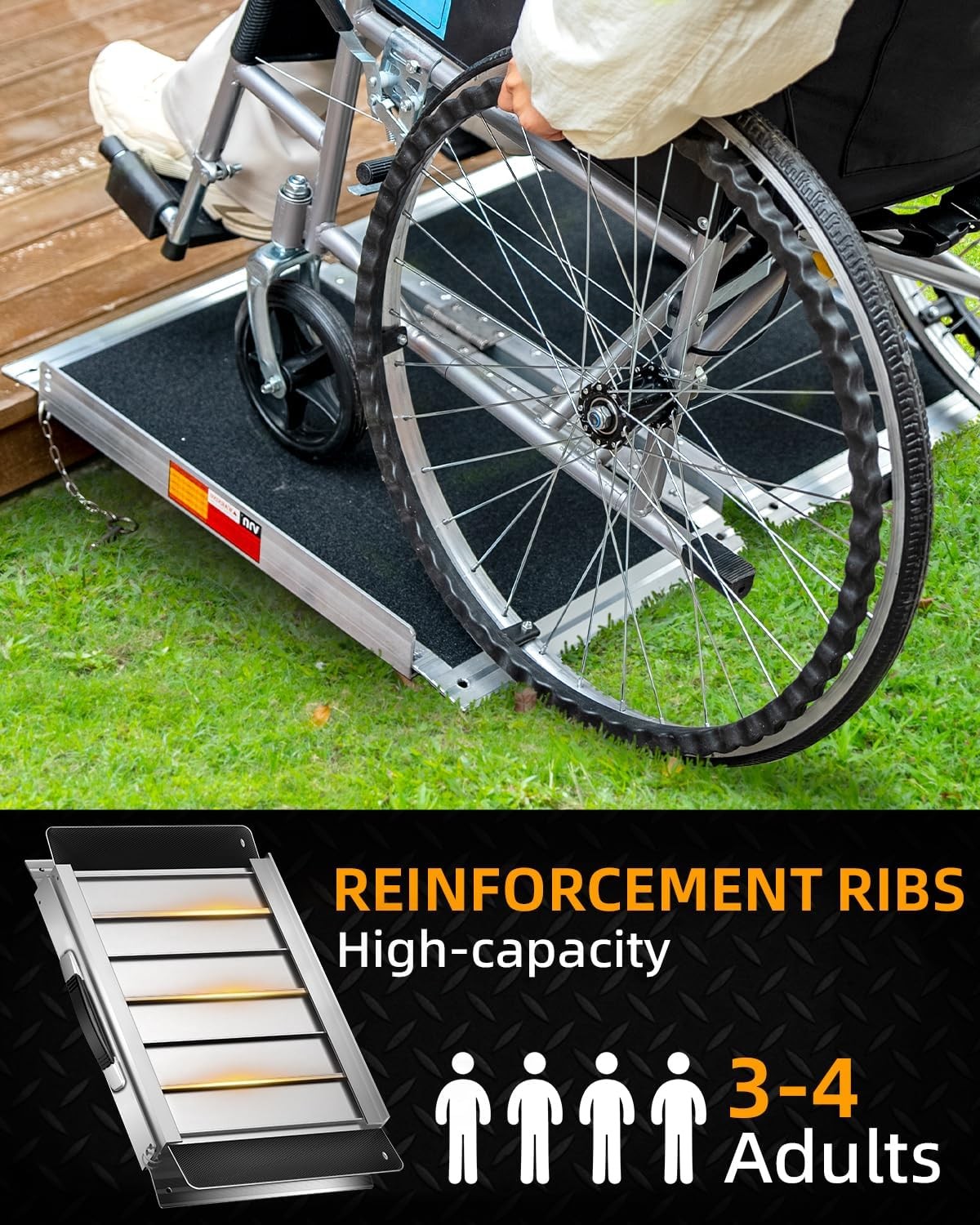 2/3/4/5/6/7/8/10/12FT Home Wheelchair Ramp Non-Skid Folding Aluminum Ramps Steps