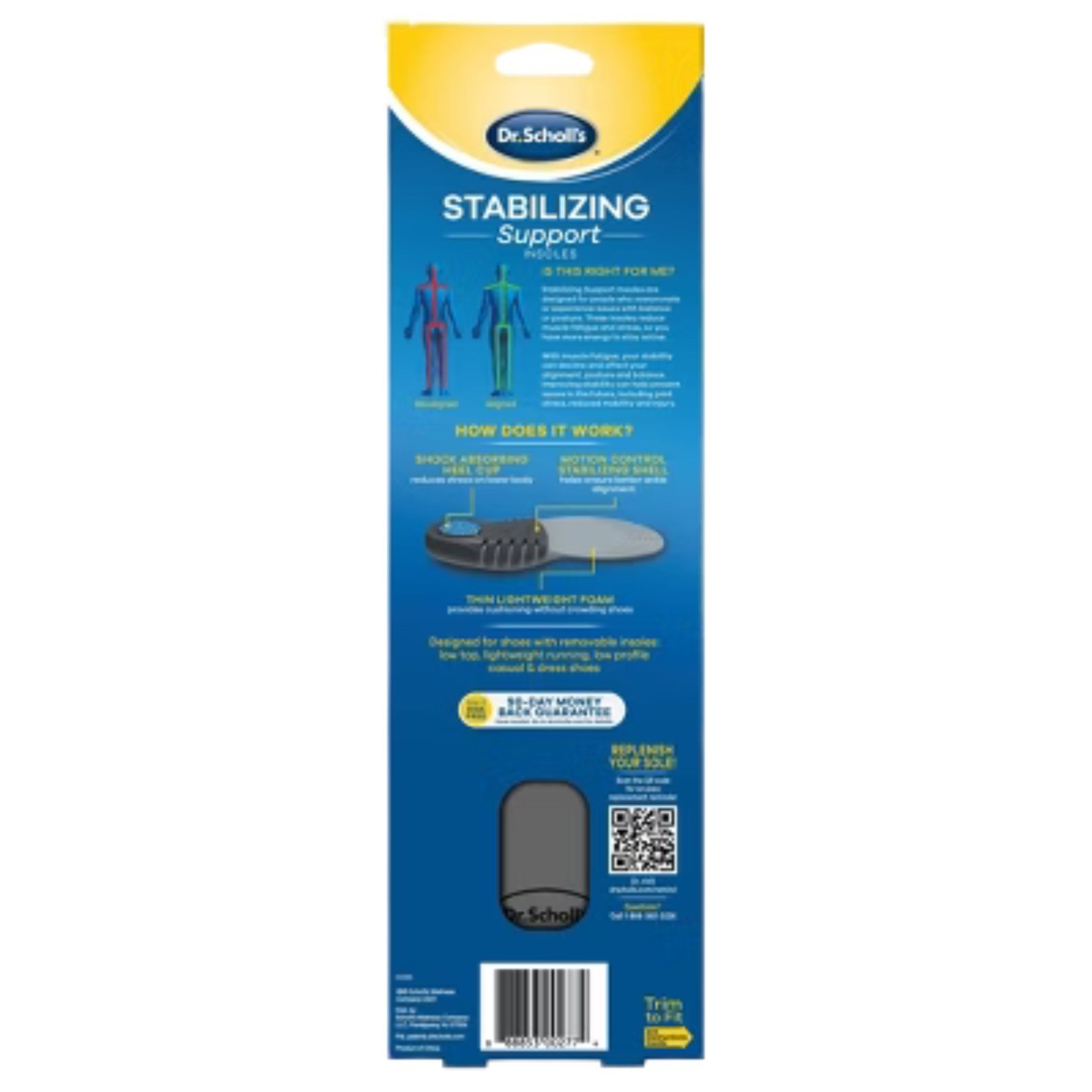 Dr. Scholl’s Stabilizing Support Insoles Men Trim to Fit 2 Pack New