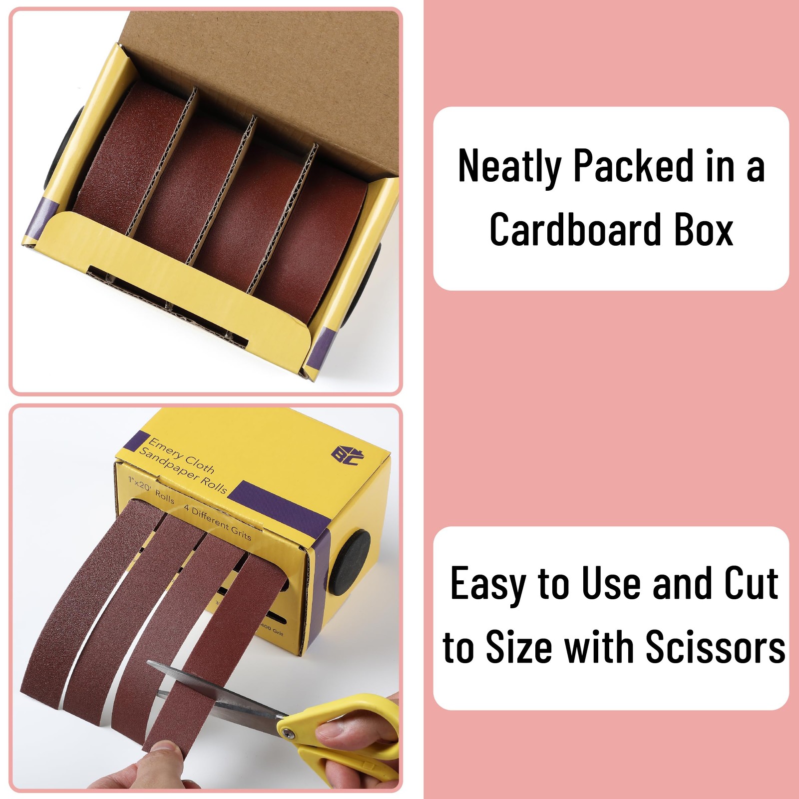 Bates- Emery Cloth Roll, 1" x 20 FT, 4 Grits, 150/240/320/400 20 4 Rolls