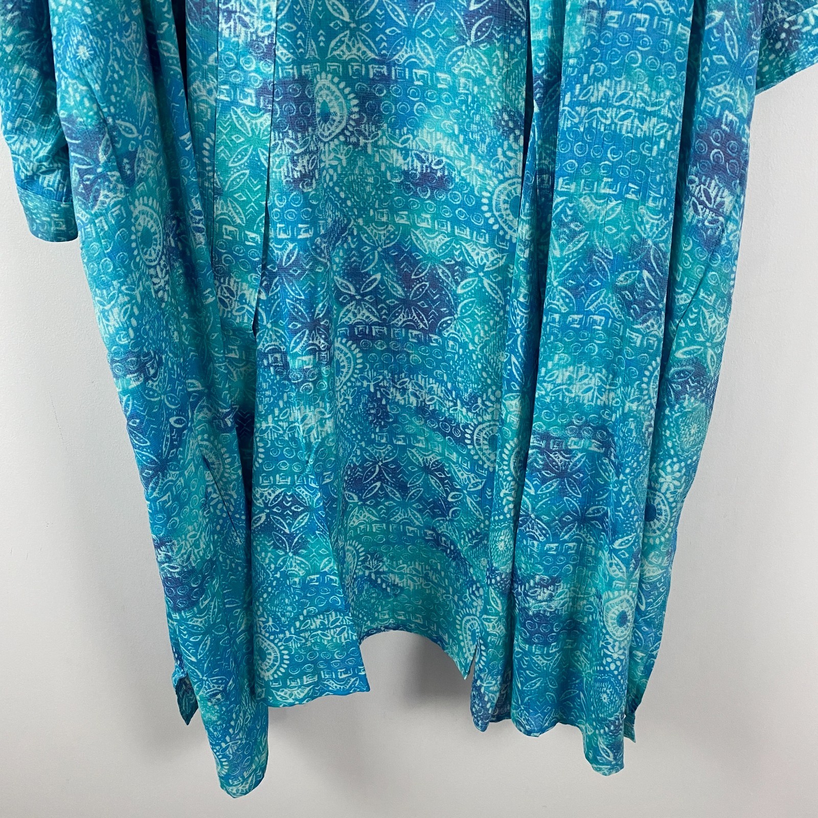 Catherines Open Front Kimono Cardigan Size 5X Blue Turquoise 3/4 Sleeves