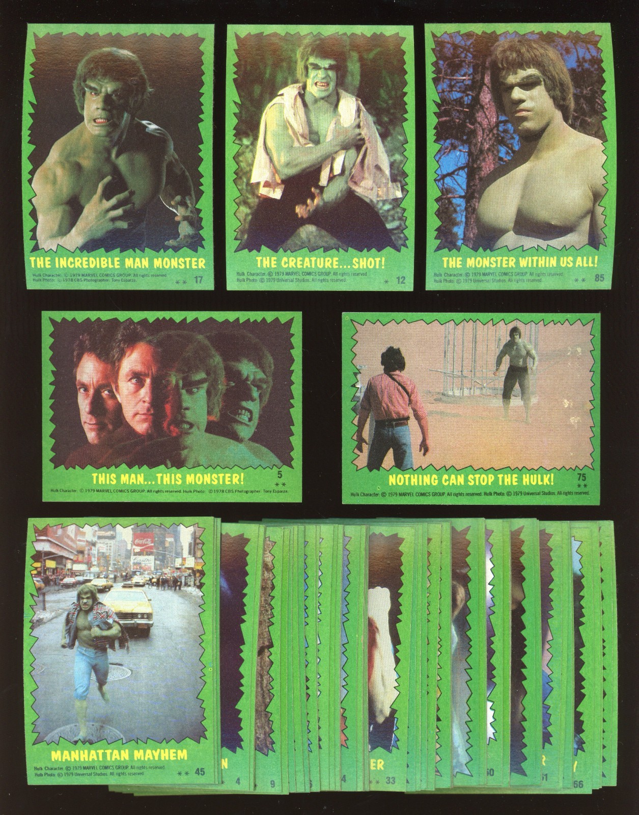 1979 Topps THE INCREDIBLE HULK Complete 88 Card Set ~ NM-MT+ ~ ((BEAUTY!!)) ~
